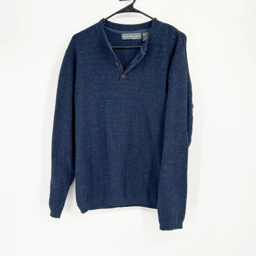 Oscar de la Renta Blue Knot Crew Neck Sweater Size‎ Medium